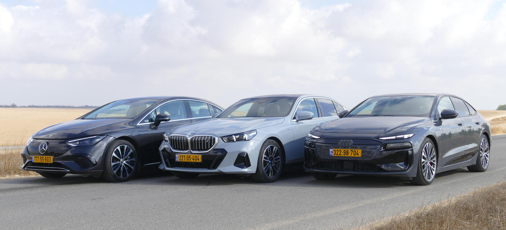 אליפות העולם בחשמליות יוקרה: אודי A6 מול ב.מ.וו i5 ומרצדס EQE