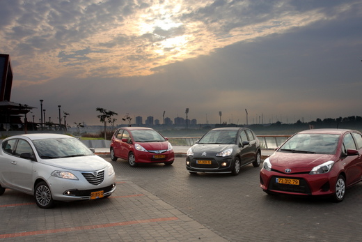 מבחן השוואתי: טויוטה יאריס הייבריד, הונדה ג'אז הייבריד, סיטרואן C3 דיזל ולנצ'יה אפסילון