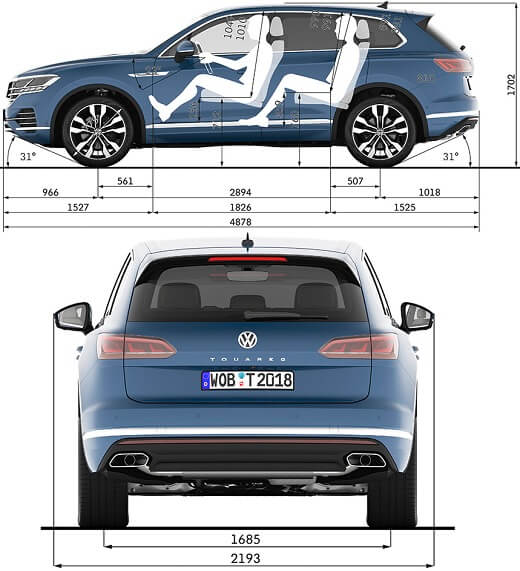 פולקסווגן טוארג 2018 - מידות