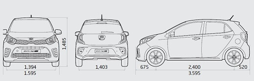 קיה פיקנטו GT-Line - מידות